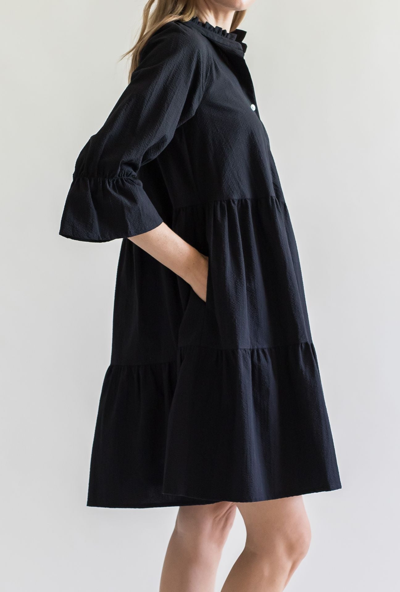 RUFFLED DRESS BLACK
