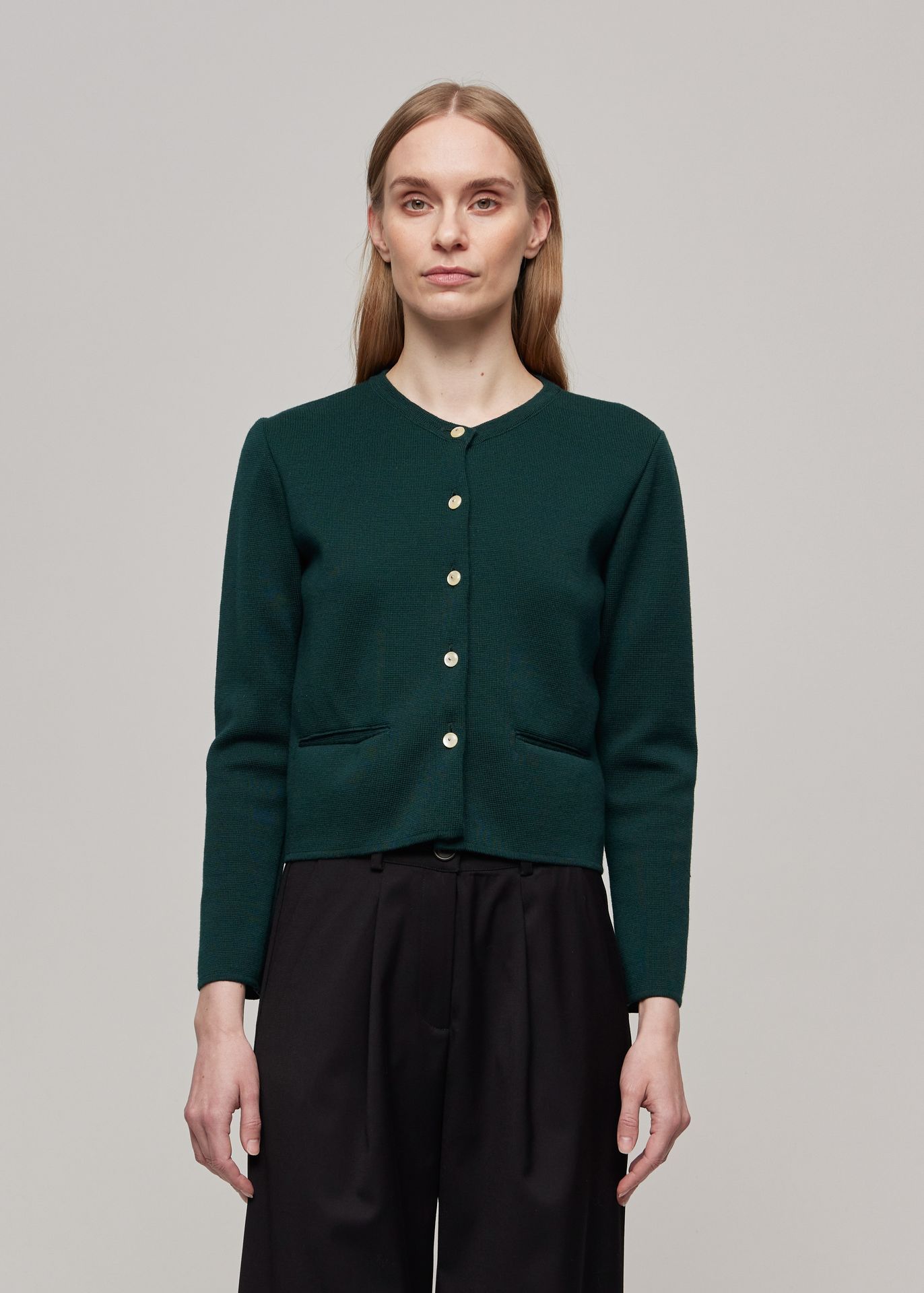 SHORT CARDIGAN MERINO GREEN