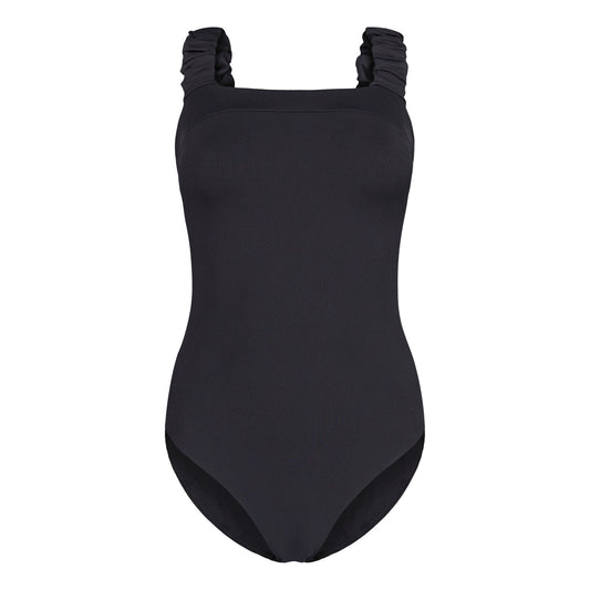 SWIMSUIT WITH RUFFLES BLACK