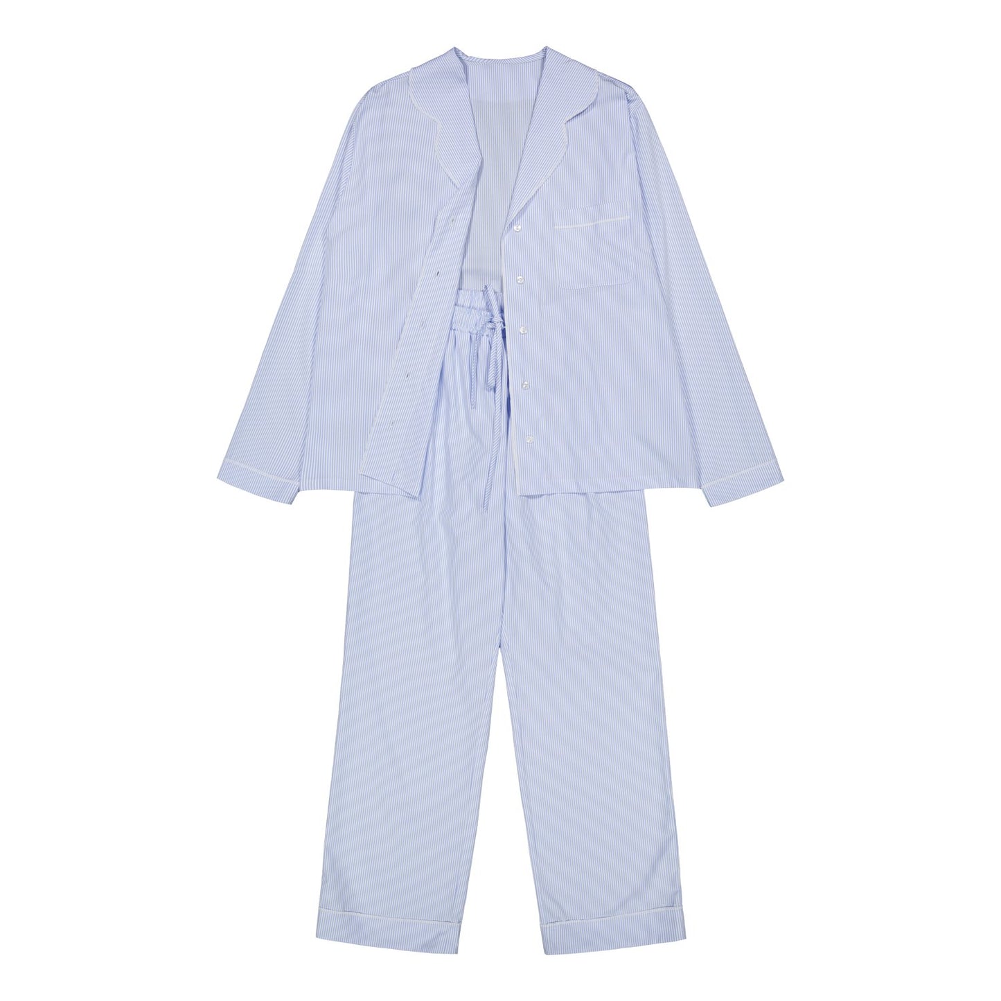 LIGHT BLUE/WHITE STRIPED COTTON PYJAMA