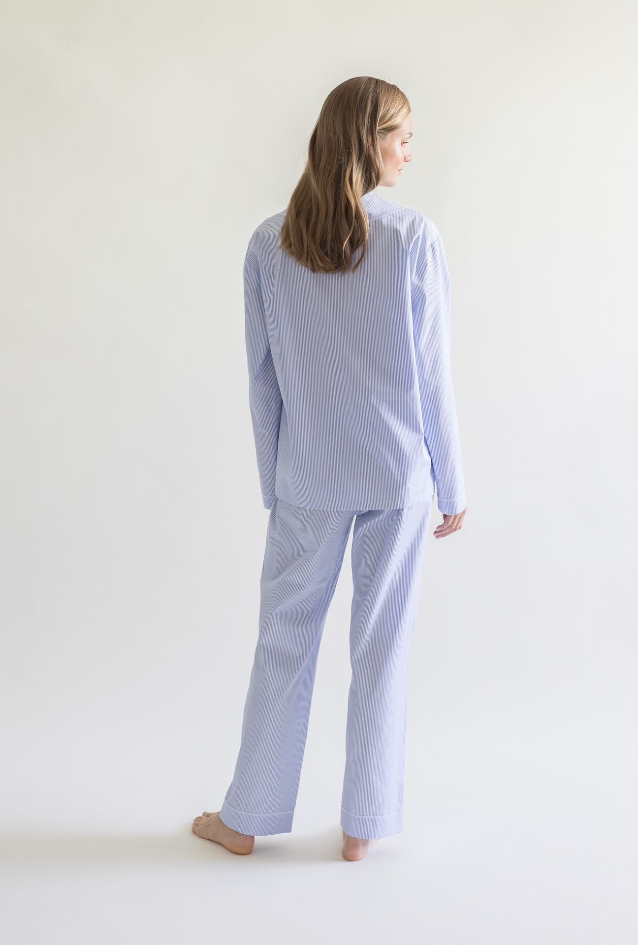 LIGHT BLUE/WHITE STRIPED COTTON PYJAMA