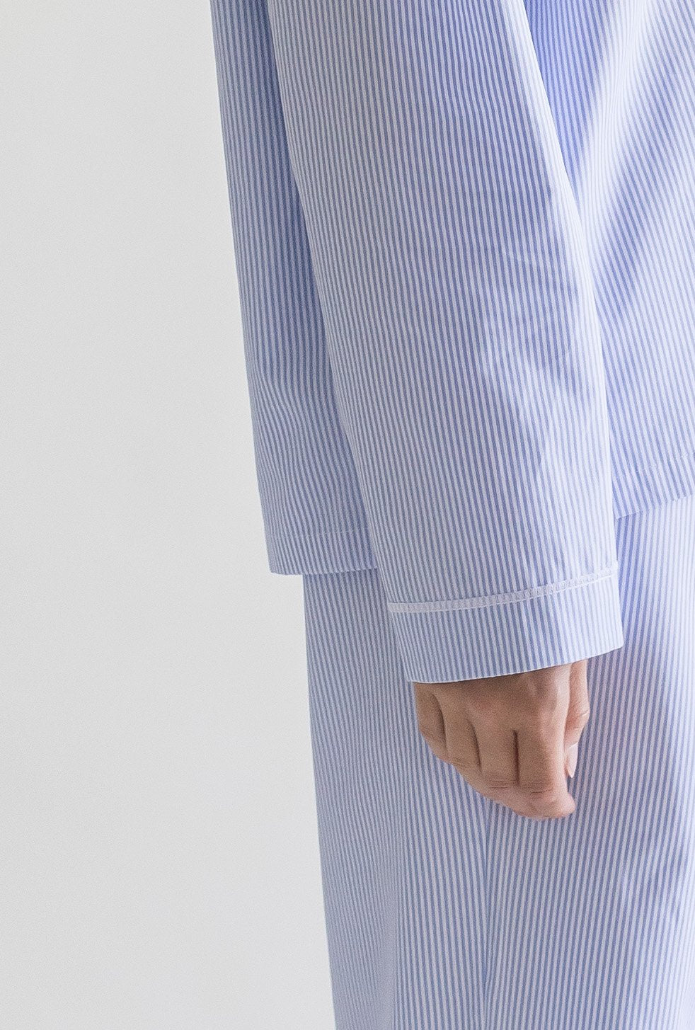 LIGHT BLUE/WHITE STRIPED COTTON PYJAMA