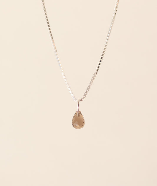 SMOKY QUARTZ DROP PENDANT SILVER