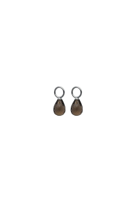 ADD-ON SMOKY QUARTZ DROP SILVER