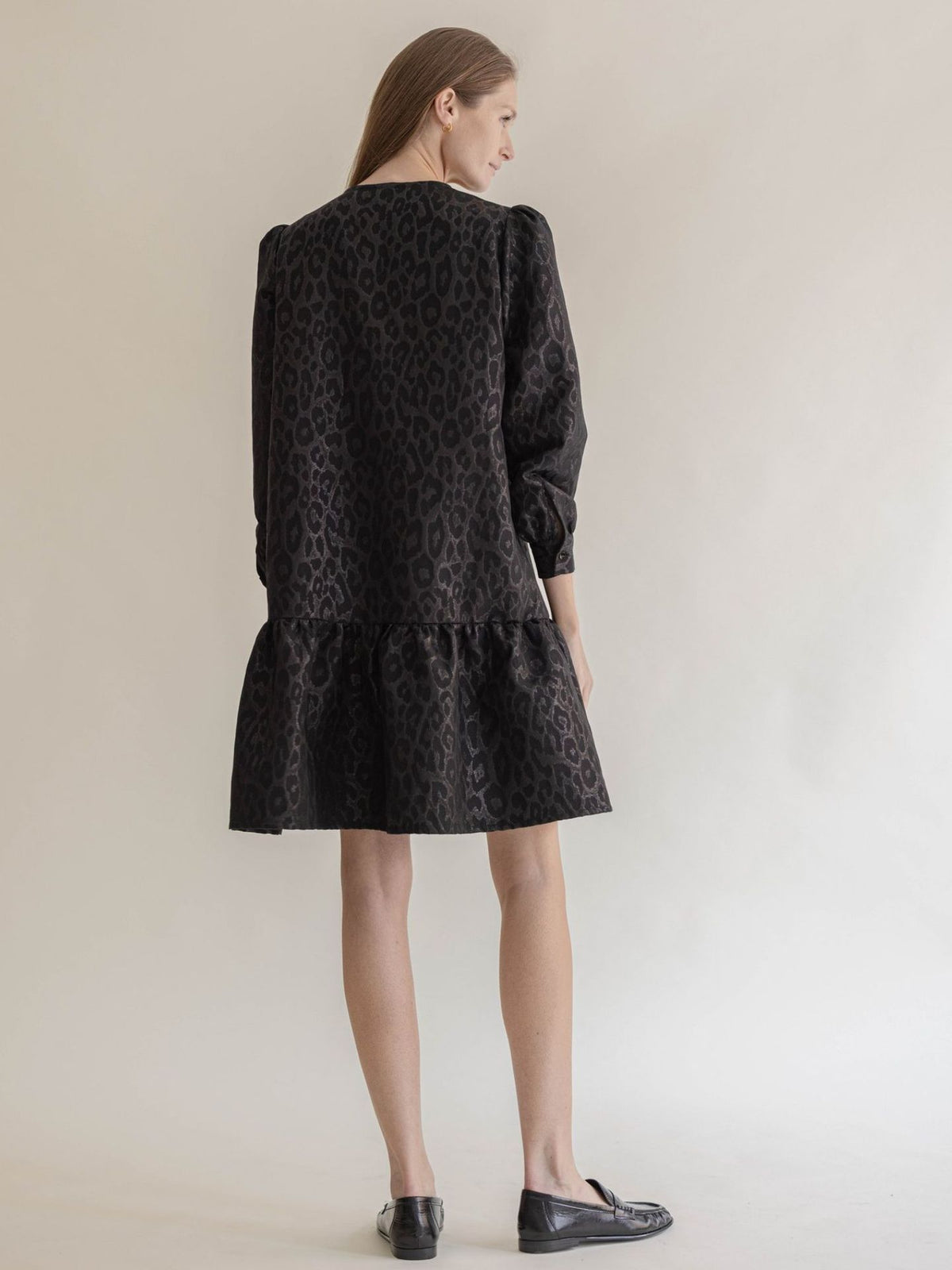 ADELINA DRESS BLACK LEO