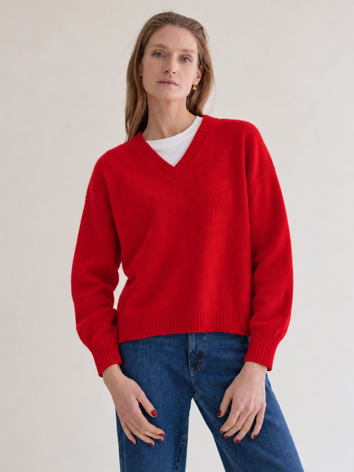 CASHMERE V-NECK  PEPPER