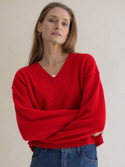 CASHMERE V-NECK  PEPPER