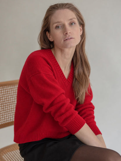 CASHMERE V-NECK  PEPPER
