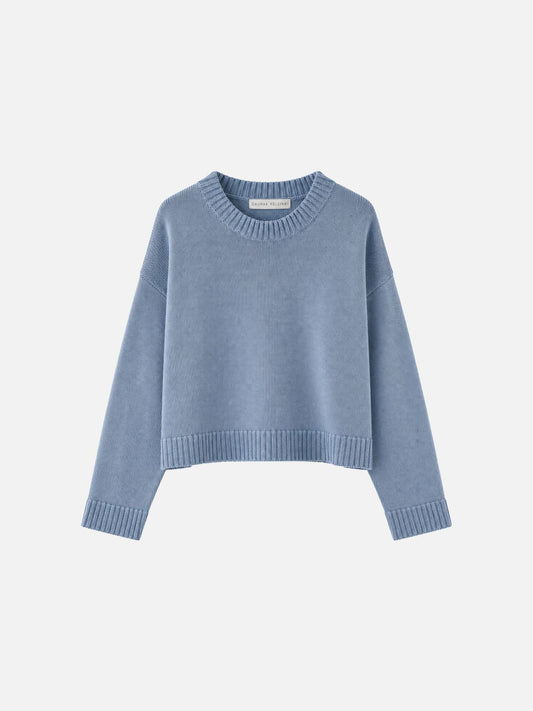 CREW NECK LINEN CLOUD BLUE