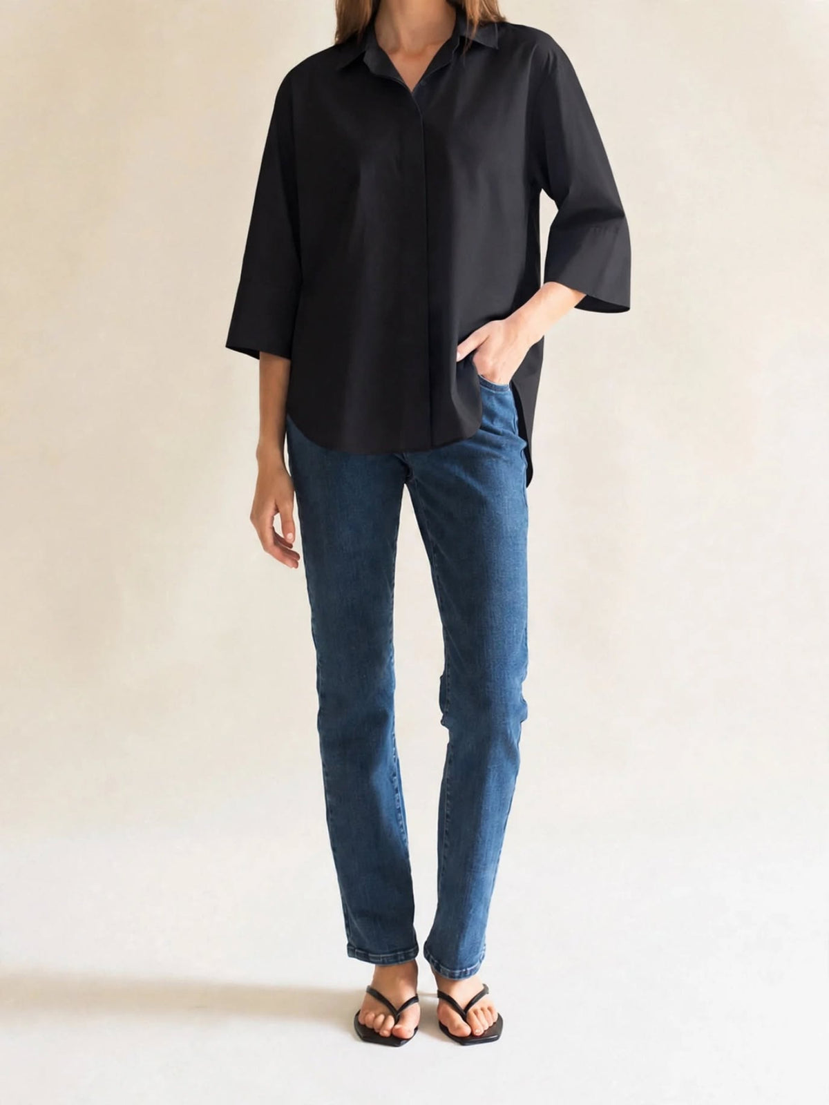 CLASSIC SHIRT W/TWIST BLACK