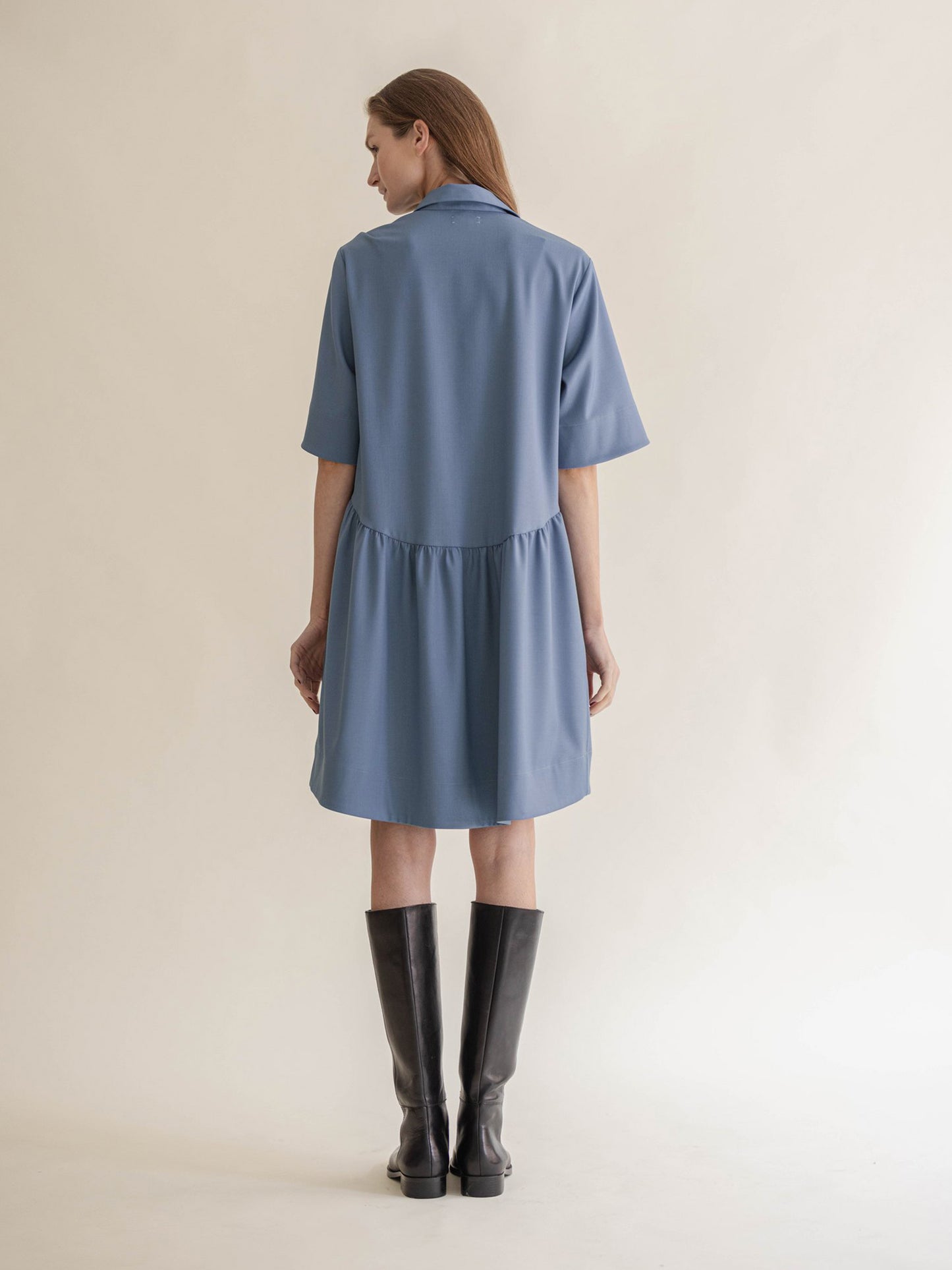 SHIRT DRESS W/COLLAR DOVE BLUE