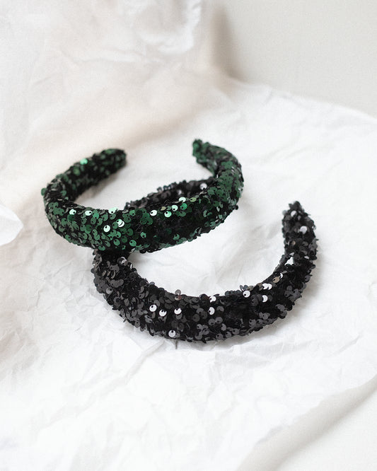 HEADBAND HELSINKI ATELIER PADDED SEQUINS BLACK