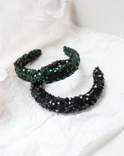 HEADBAND HELSINKI ATELIER PADDED SEQUINS GREEN