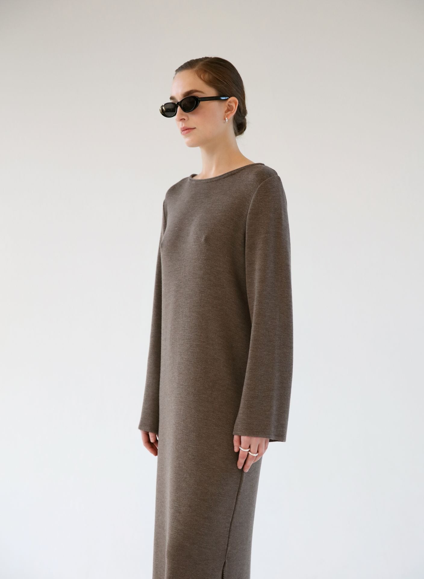 MERINO DRESS COFFEE