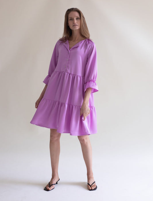 RUFFLED DRESS FUCHSIA
