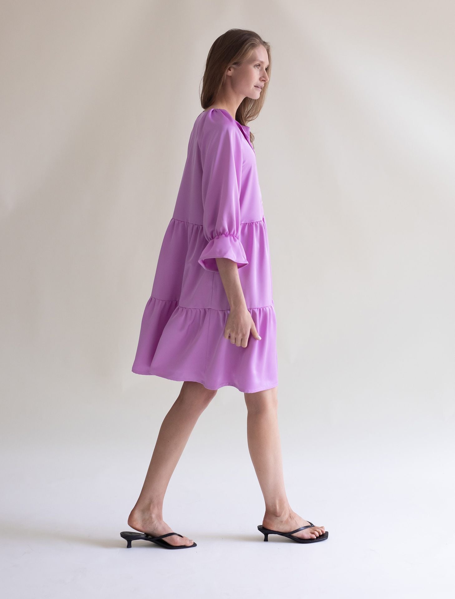 RUFFLED DRESS FUCHSIA