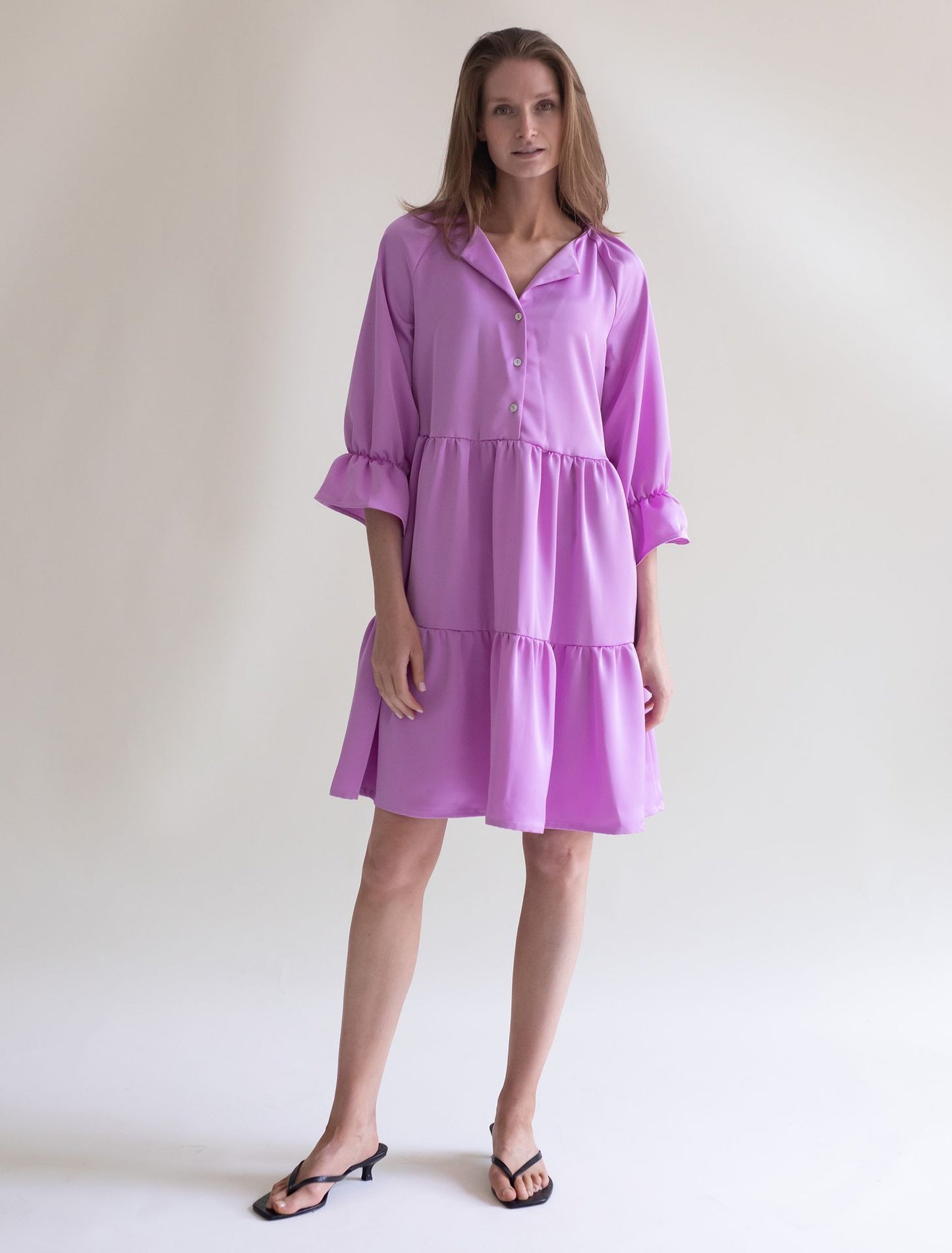 RUFFLED DRESS FUCHSIA