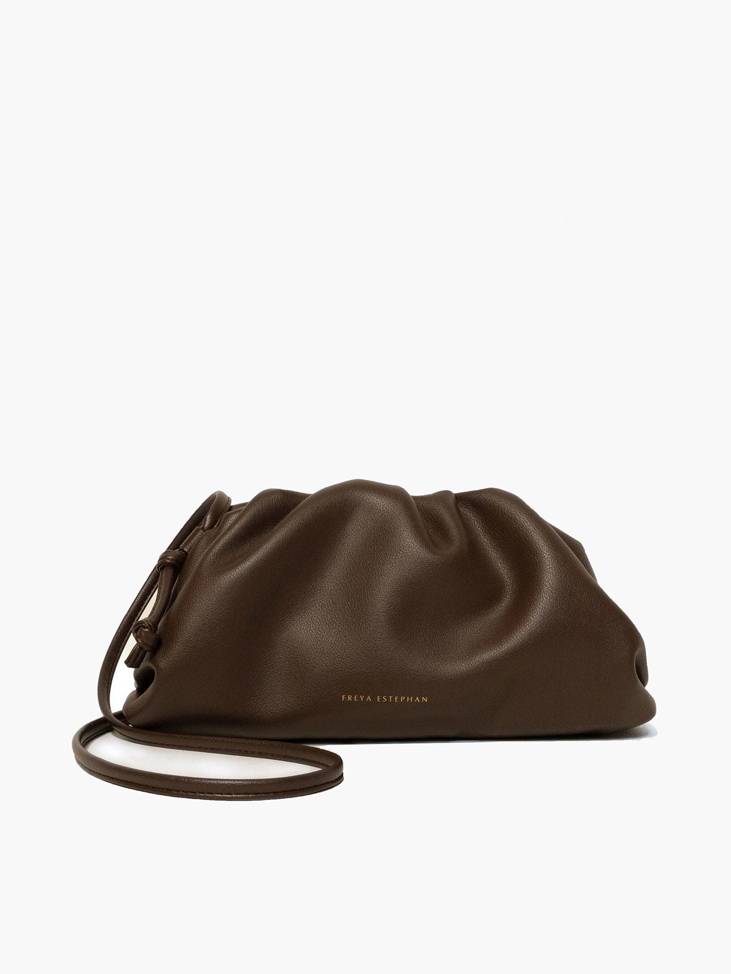 SMALL POUCH WITH STRAP DARK BROWN