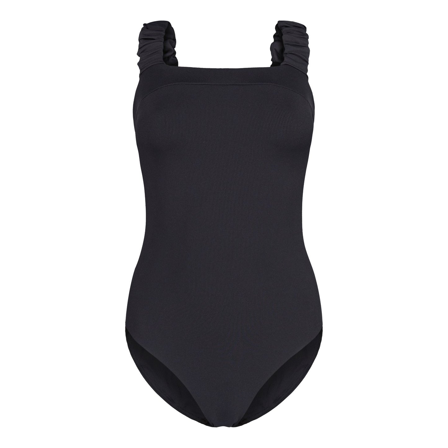 SWIMSUIT WITH RUFFLES BLACK