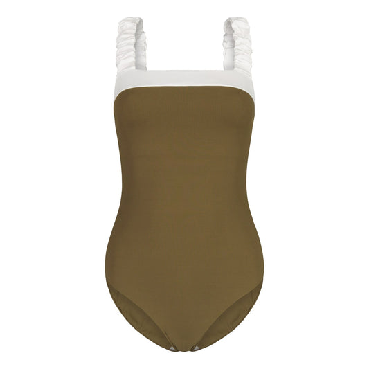 SWIMSUIT WITH RUFFLES OLIVE