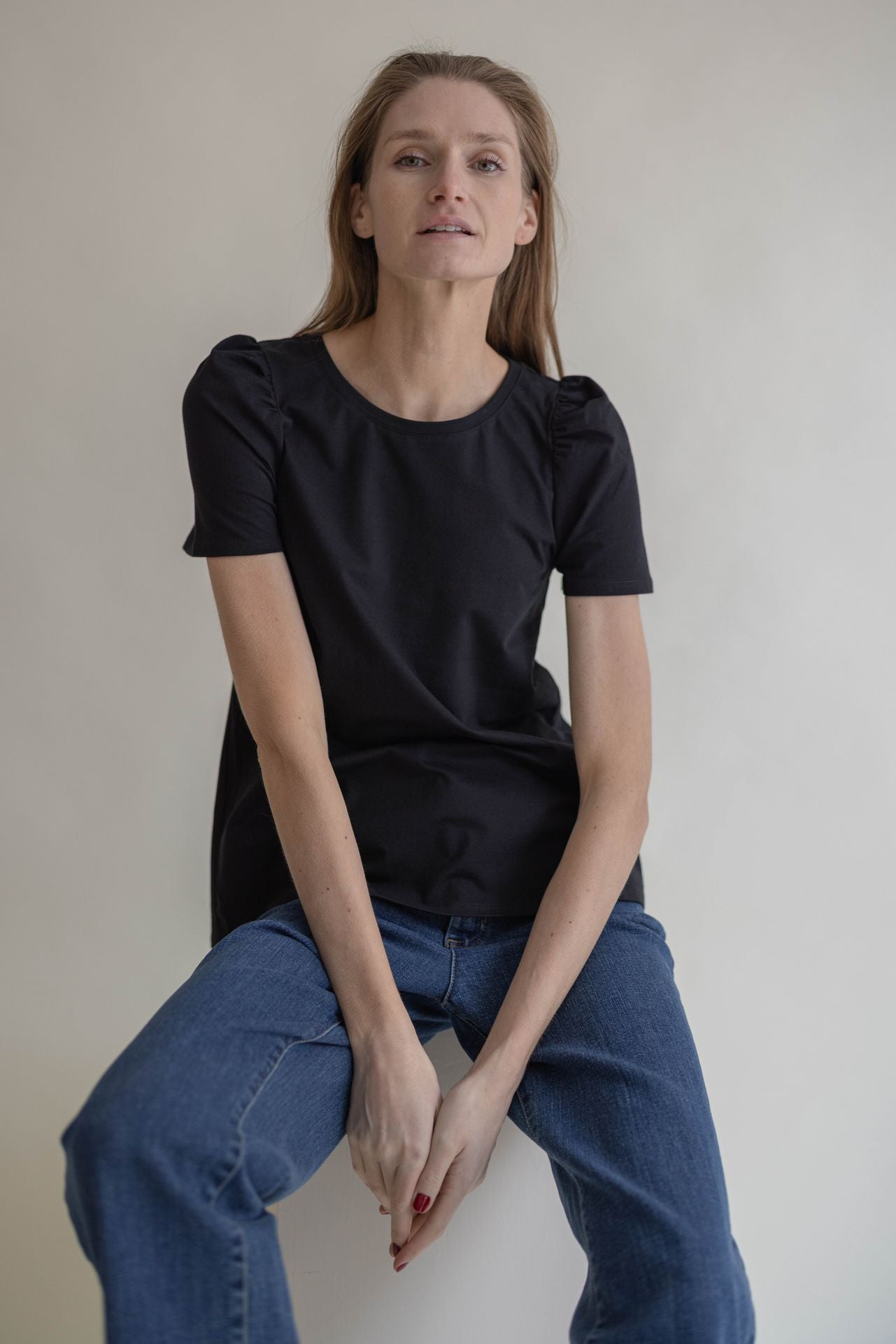 T-SHIRT PUFF SHOULDER BLACK