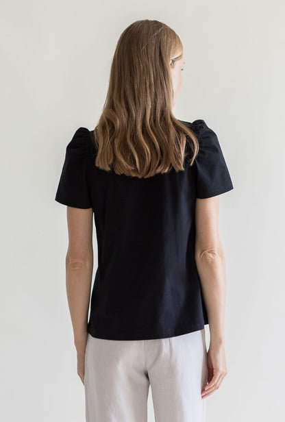 T-SHIRT PUFF SHOULDER BLACK