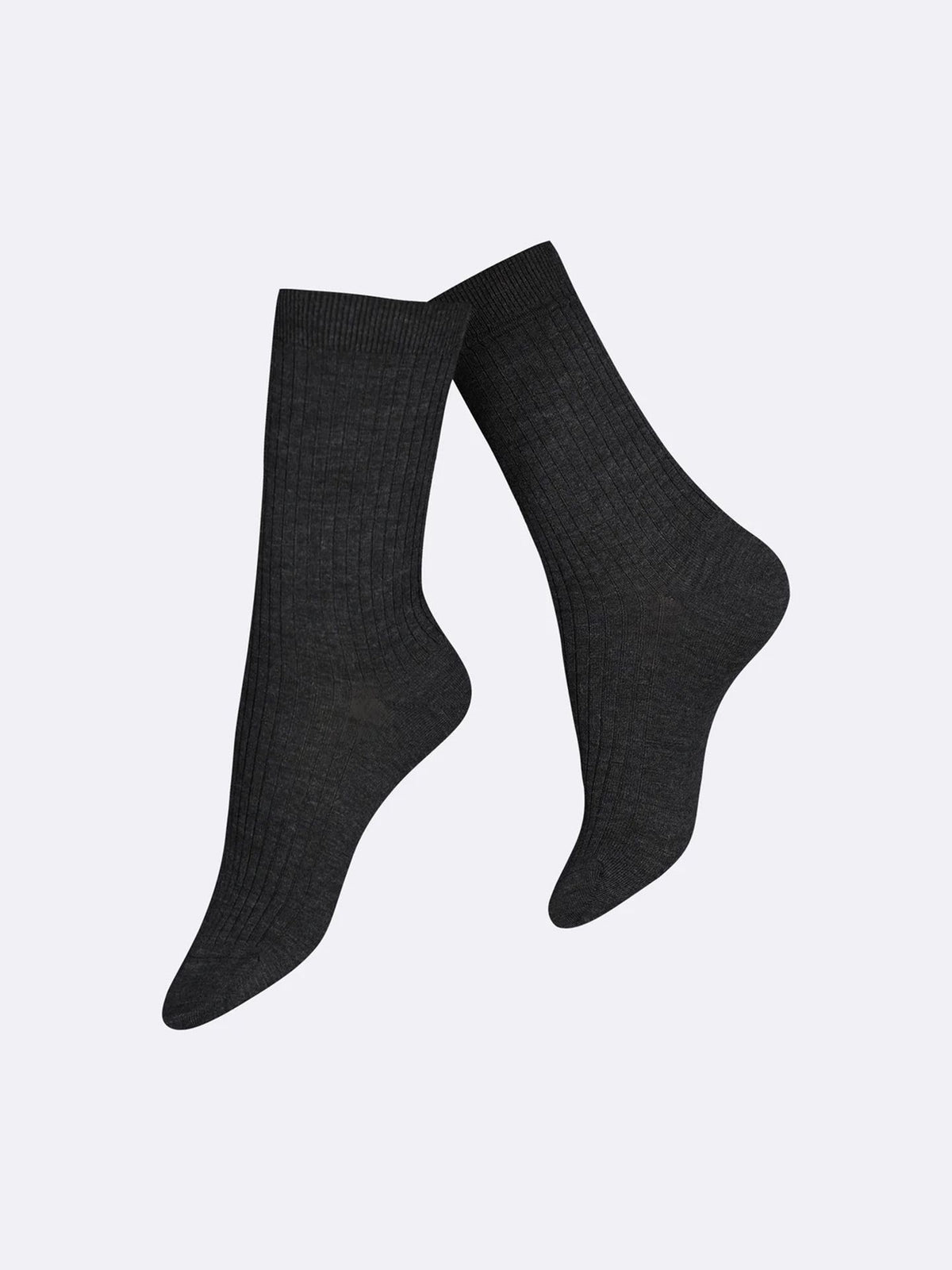 VOGUE MERINO WOOL RIB SOCKS MEL GREY