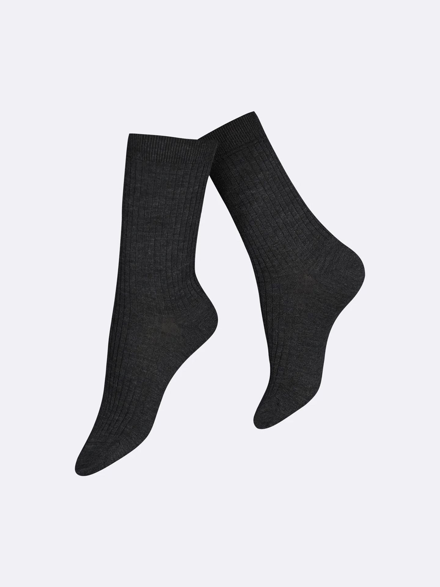 VOGUE MERINO WOOL RIB SOCKS MEL GREY