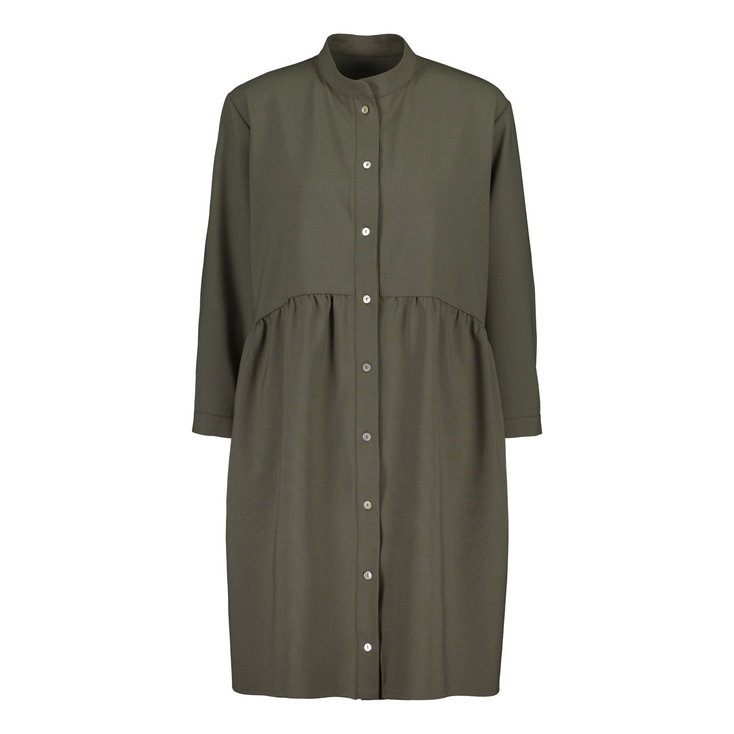 WOOL SHIRT DRESS SAGE