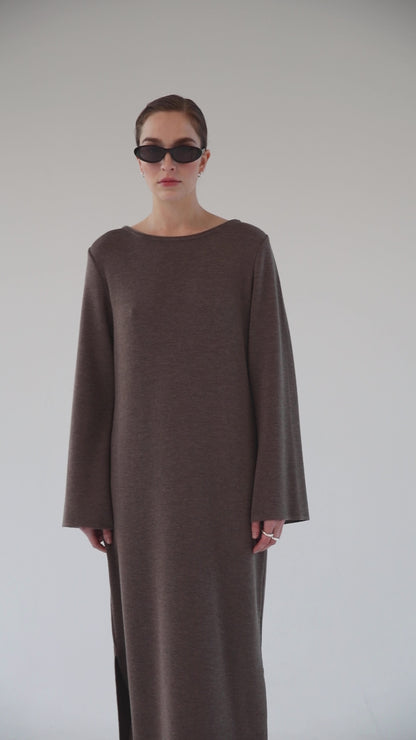 MERINO DRESS COFFEE
