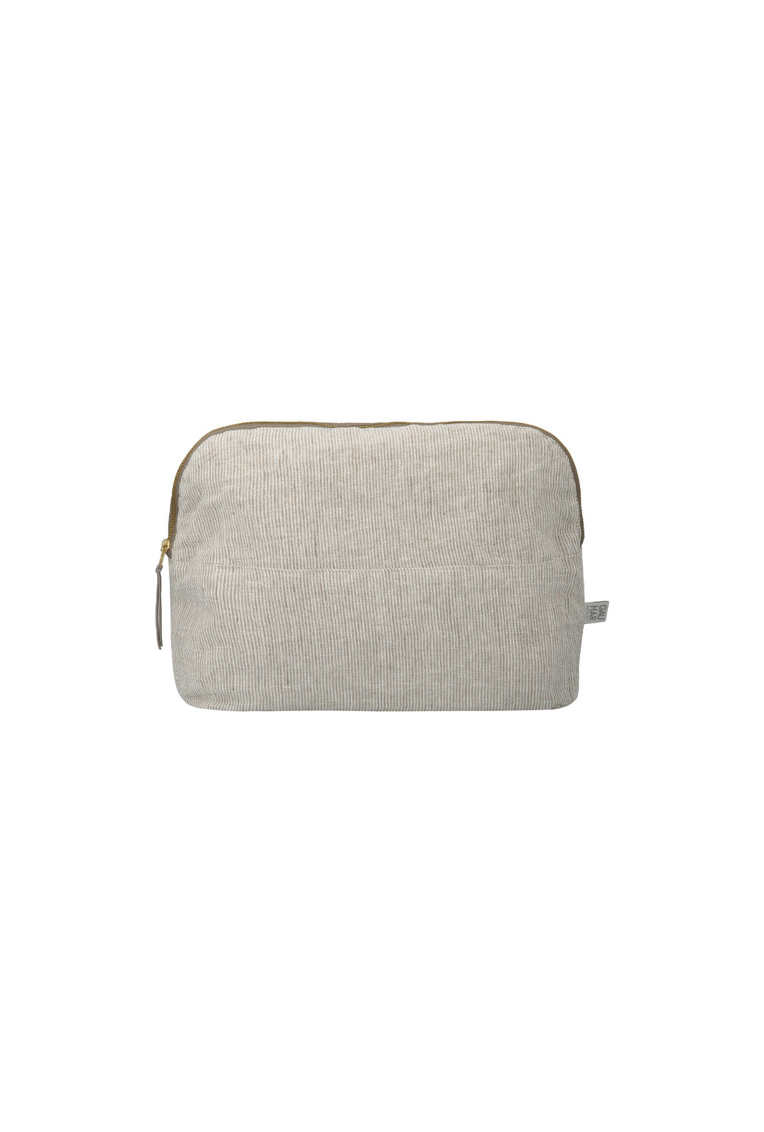 COSMETIC BAG LINEN STRIPED BEIGE LARGE
